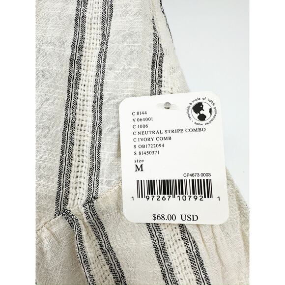 Free People Poppy Ivory Striped Wide Leg Relaxed Beach Boho Pants Size M NWT - Picture 6 of 6